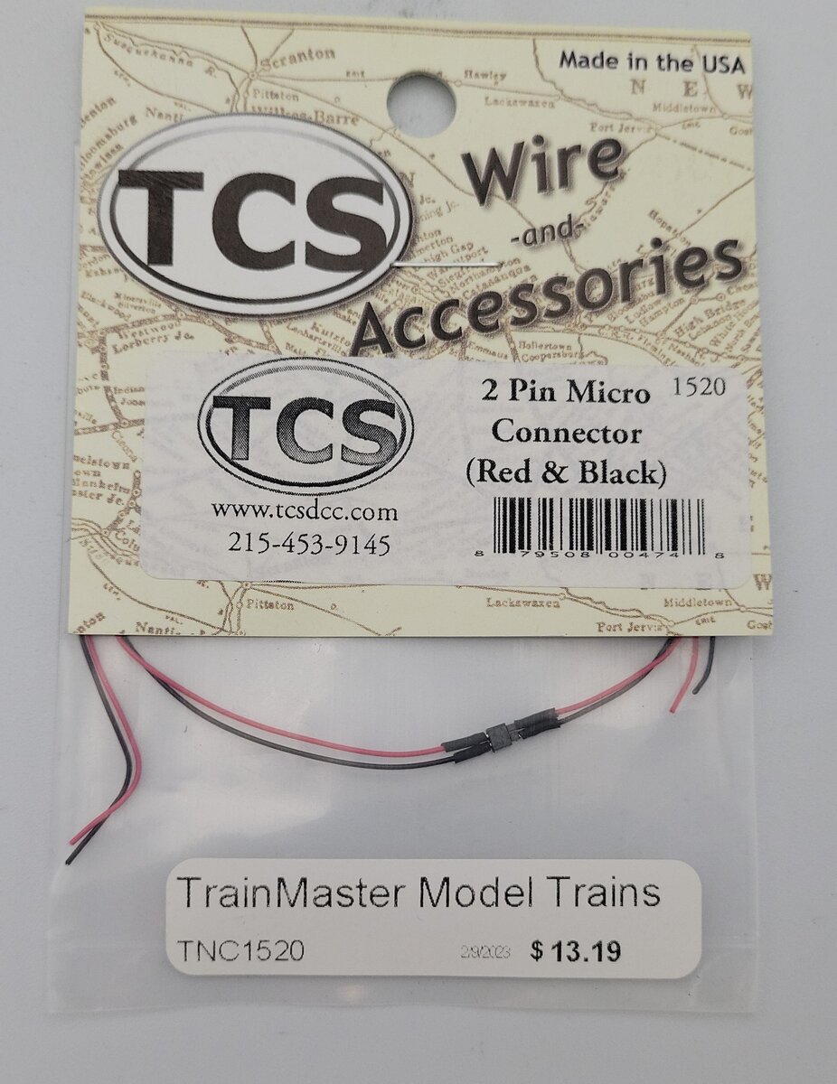 Train Control Systems 1520 2-Pin Micro Connector / Red & Black