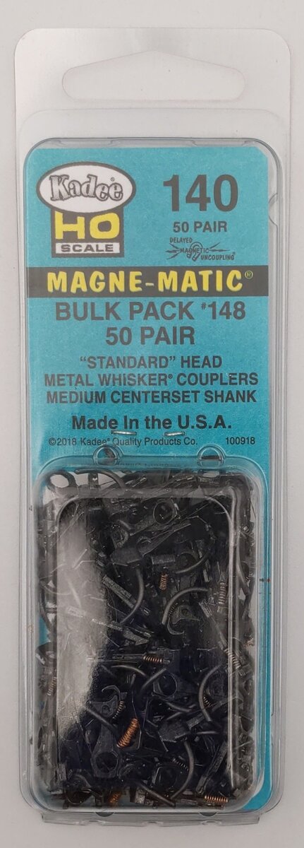 Kadee 140 HO Scale "Standard" Head Metal Whisker Couplers - Bulk (Set of 50)