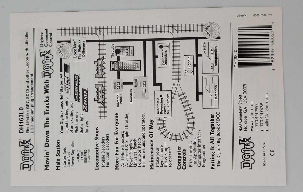 Digitrax DH163LO 1.5-Amp Digital Command Control Mobile Decoder Instructions