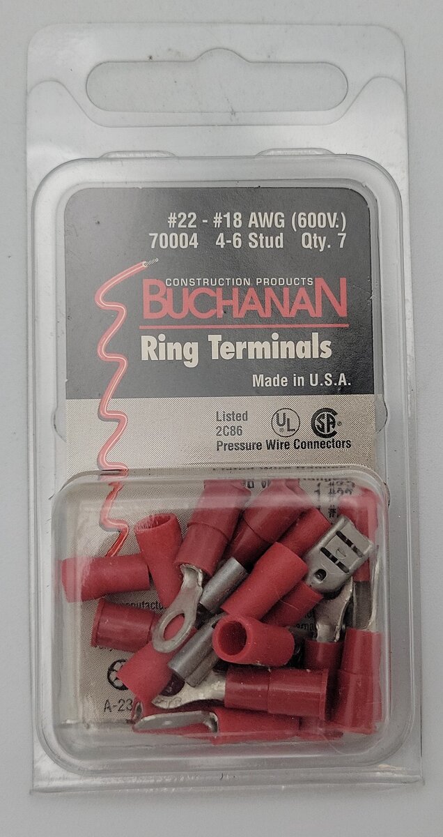 Acme 7109446 Buchanan Ring Terminals #22-#18 AWG (Pack of 7)