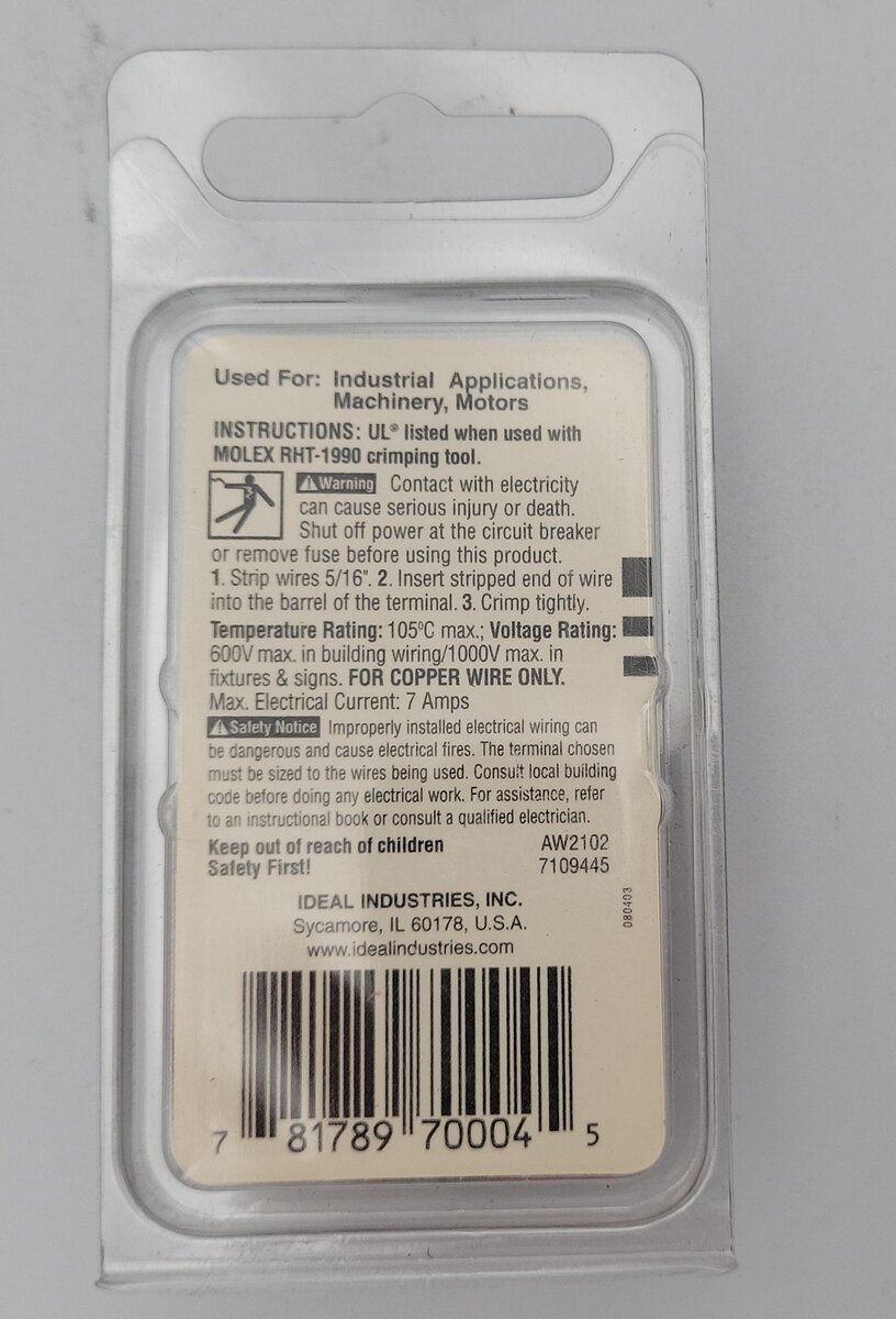 Acme 7109446 Buchanan Ring Terminals #22-#18 AWG (Pack of 7)