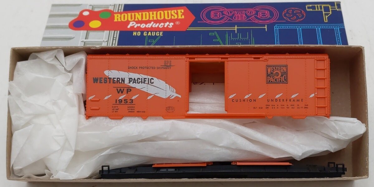 Roundhouse 1075 HO Scale Orange Western Pacific AAR 40' Boxcar # 1953 Kit