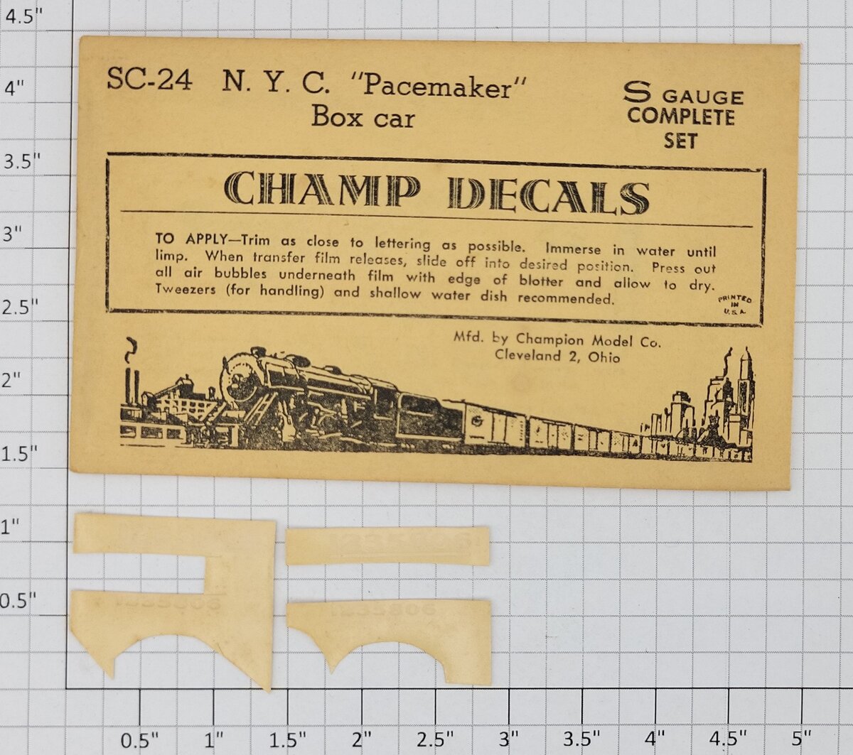 Champ Decals SC-24 S Gauge N.Y.C. "Pacemaker" Box Car Decal Set (Envelope of 2)