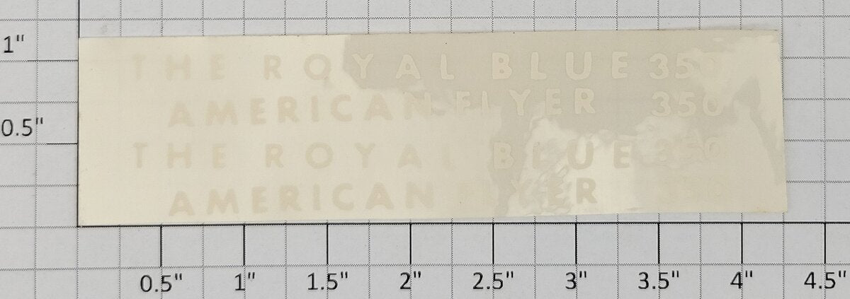 American Flyer ST-350 White Lettering Royal Blue Block Letters Sticker Set