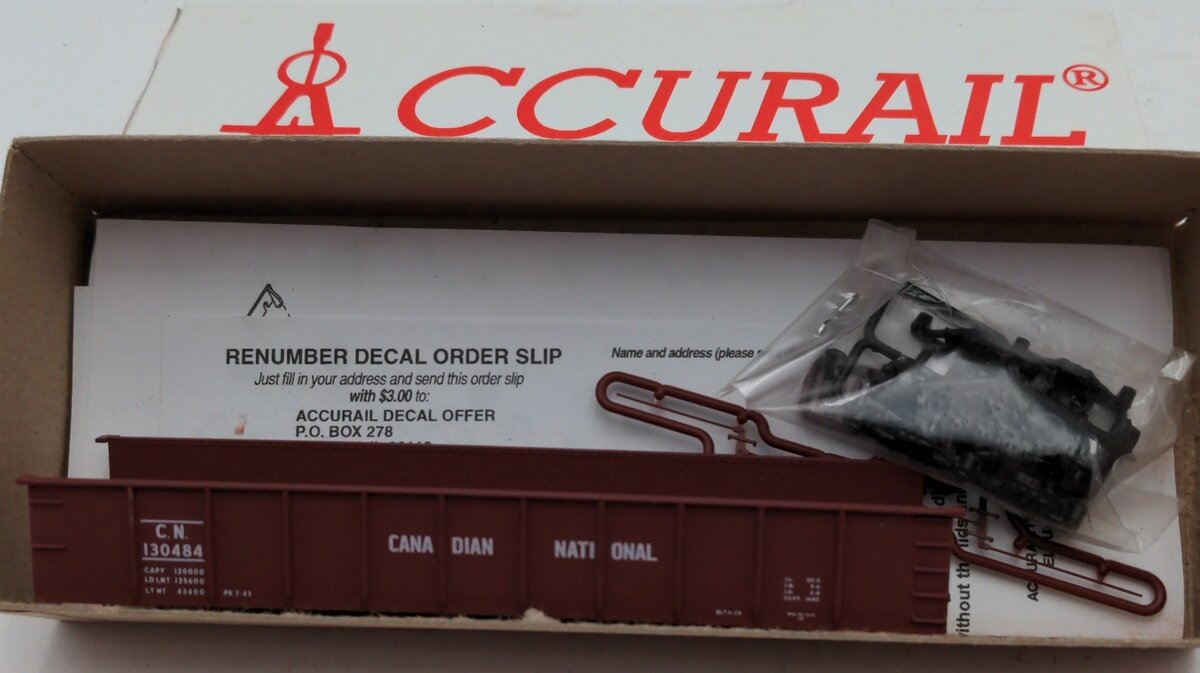 Accurail 3714.1 HO Scale Canadian National 41' AAR Steel Gondola # 130484 Kit