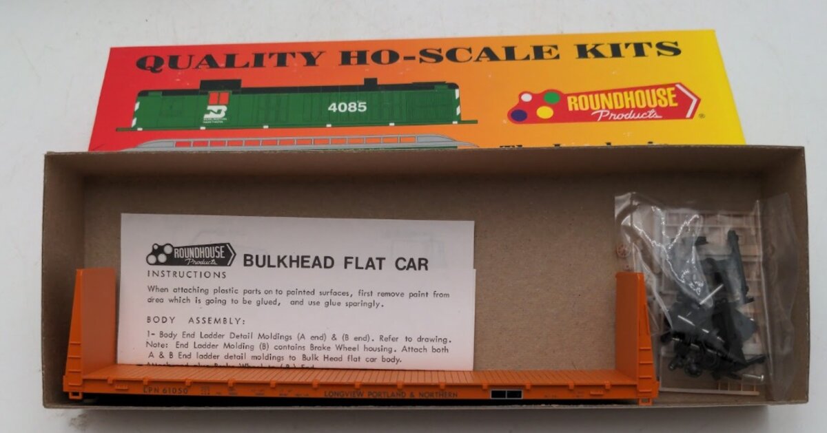 Roundhouse 1319 HO Scale Longview Portland Bulkhead Flat Car # 61050 Kit