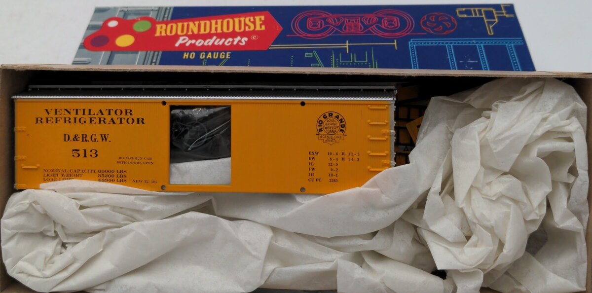 Roundhouse 3013 HO Denver & Rio Grande Western 36' Ventilated Box Car # 513 Kit