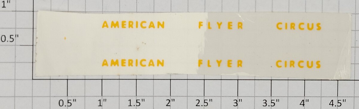 American Flyer ST-643 Yellow "American Flyer Circus" Sticker Decal Set