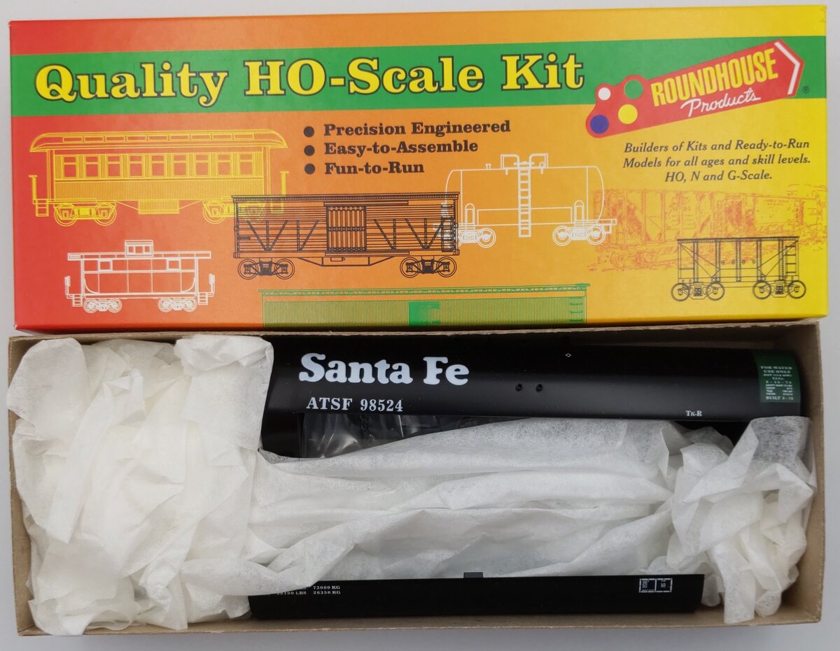Roundhouse 77214 HO Green Band Water ATSF 50' Tank Car Kit