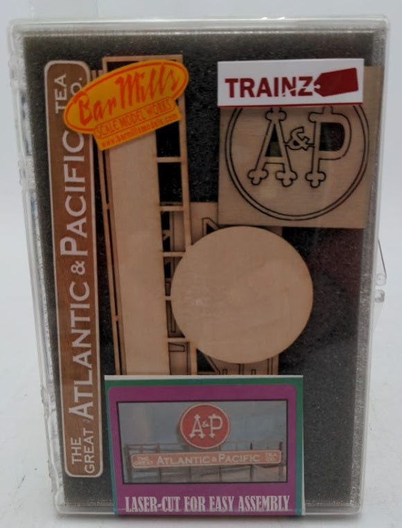 Bar Mills 0201 HO & O Scale Model A&P Supermarket Billboard Laser Cut Kit