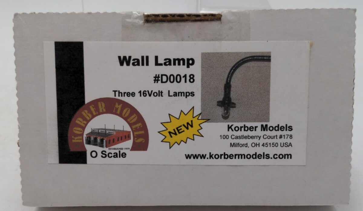 Korber D0018 O Scale Wall Lamps 16 Volt (Box of 3)