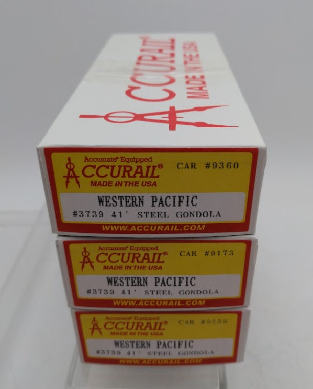 Accurail 3739 HO Scale Western Pacific 41’ Steel Gondola Kit (Set of 3)