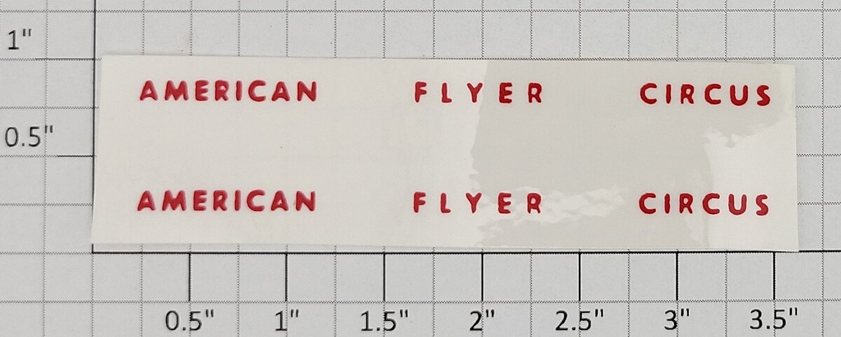 American Flyer ST-643R Red "American Flyer Circus" Sticker Decal Set
