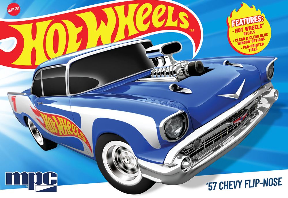 MPC 1031 1:25 Hot Wheels - 1957 Chevy Sedan Flip Nose Car Plastic Model Kit