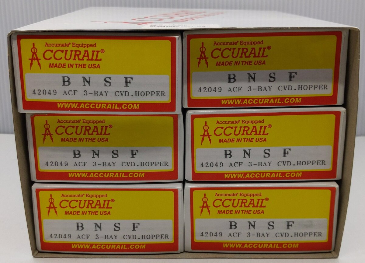 Accurail 42049 HO Scale Burlington Northern Santa Fe ACF 3-Bay Covered Hopper(6)