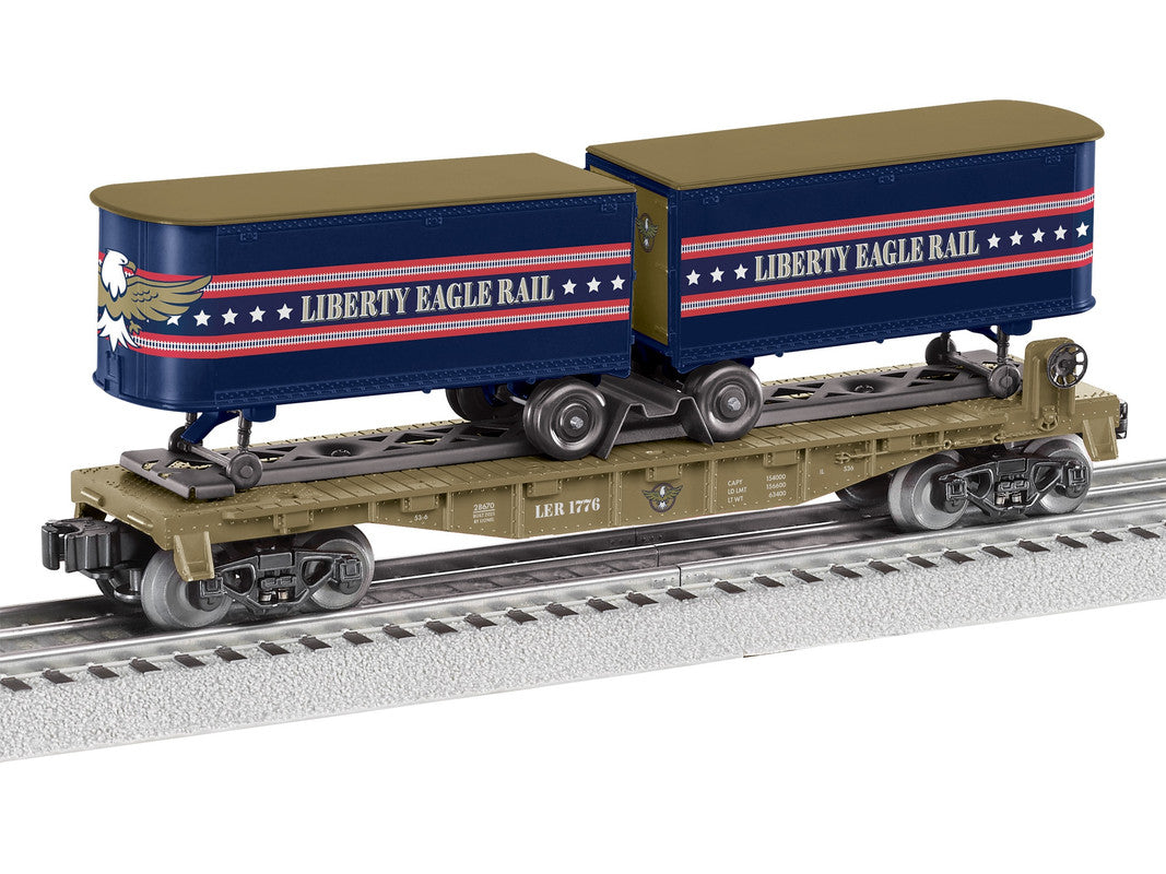 Lionel 2528670 O Liberty Eagle Rail Flatcar with Piggyback Trailers