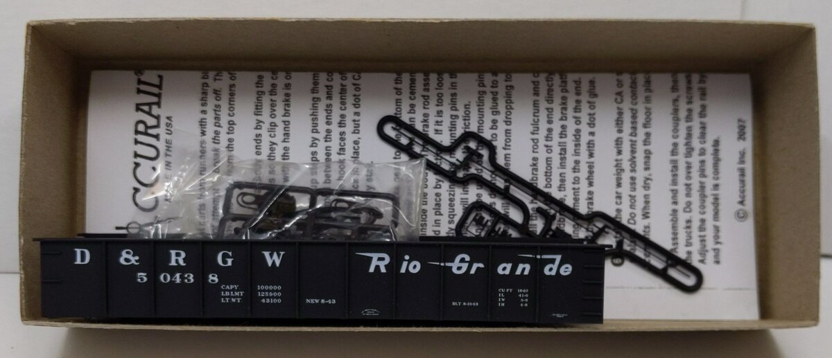 Accurail 3701.1 HO Scale Denver and Rio Grande Western AAR 41' Steel Gondola