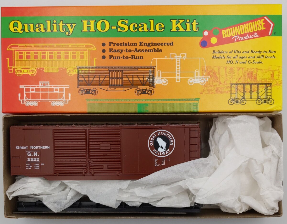 Roundhouse 10810 HO Great Northern 40' AAR Double Door Boxcar Kit