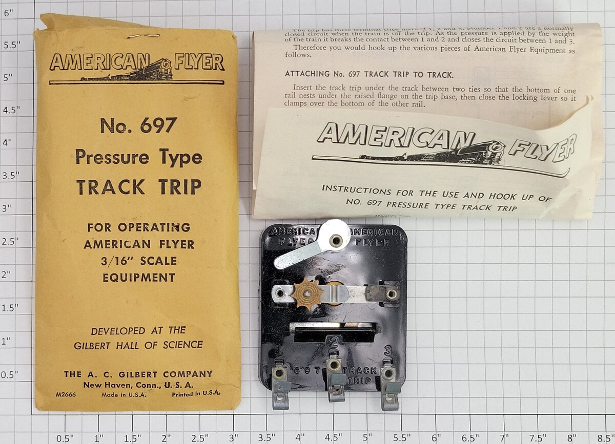 American Flyer 697 S Scale Track Trip w/ Black Bakelite Base for Semaphores