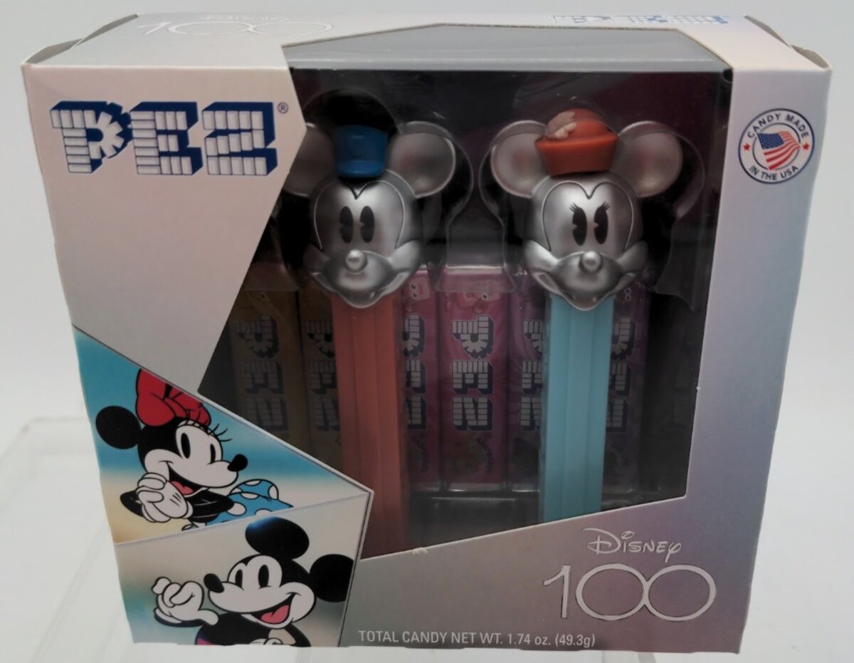 PEZ 703402E Disney 100 Years Of Wonder Mickey & Minnie W/Silver Head (Set of 2)