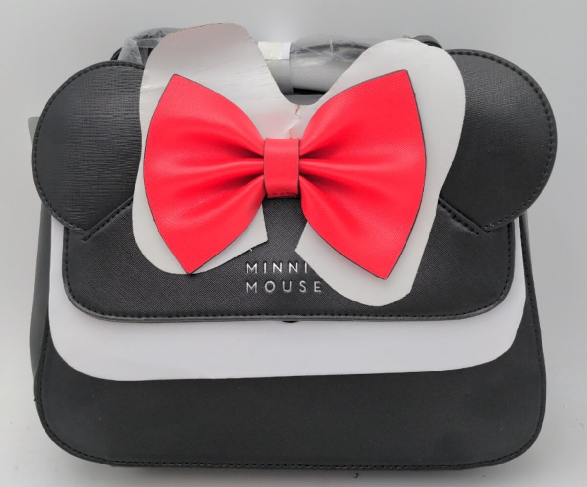 Disney 26144 By Loungefly Minnie Mouse Crossbody Bag W/Ears & Bow Black / Red