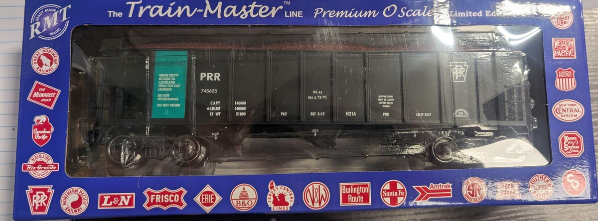 RMT 66215 O Pennsylvania Ore Service 70 Ton 3-Bay Coal Hopper Car w/ Load