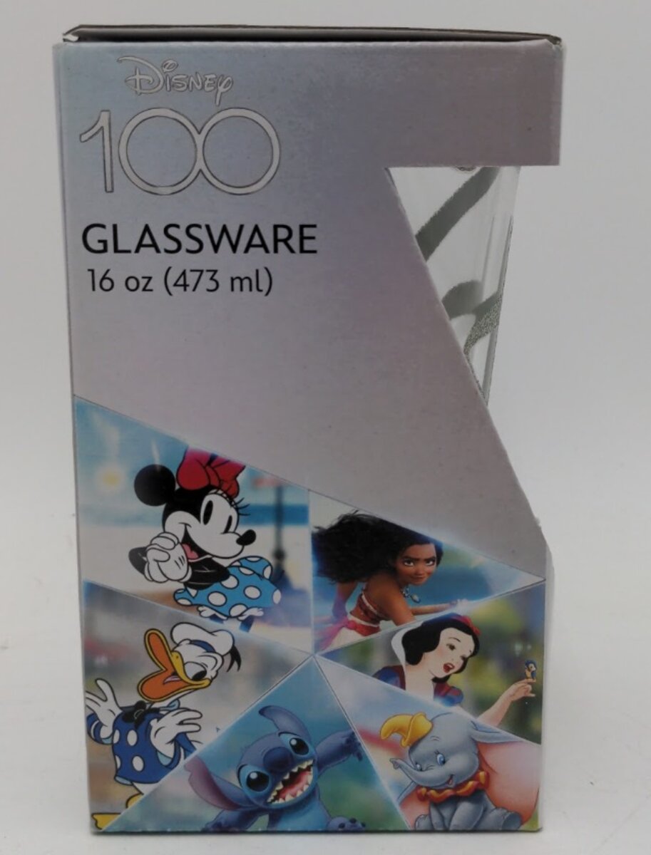 Disney 0076 Disney 100 Years of Wonder Glitter Pint Glass 16 Ounces