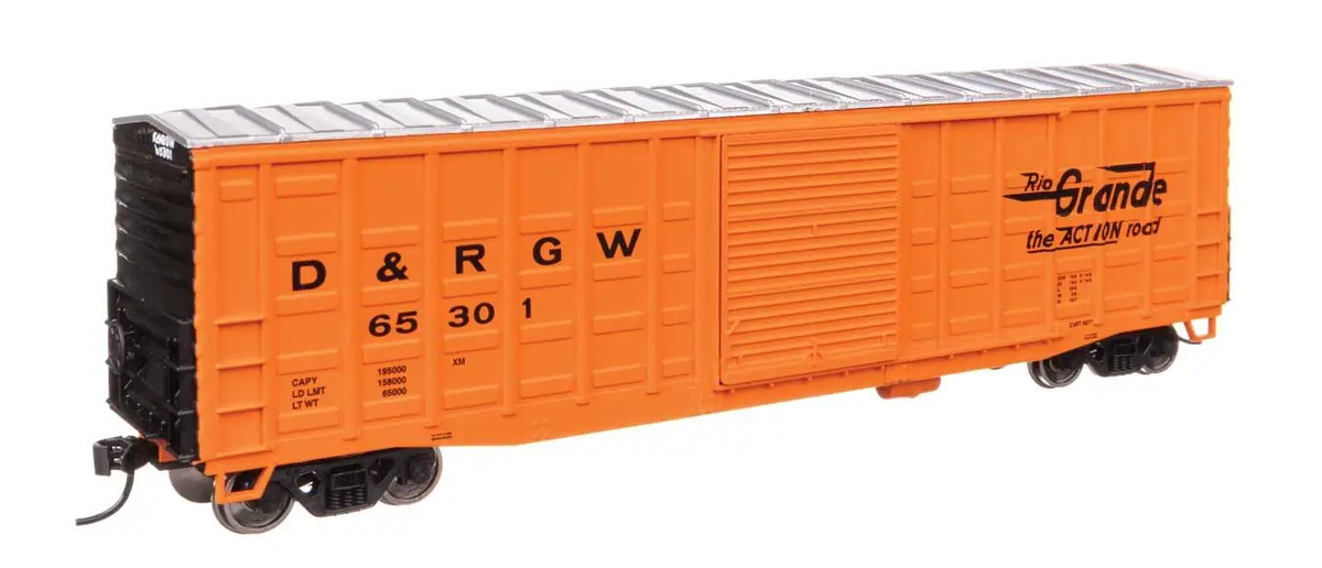 Walthers 910-46710 HO DRGW (Youngstown Door) 50' Waffle Side Boxcar RTR #65301
