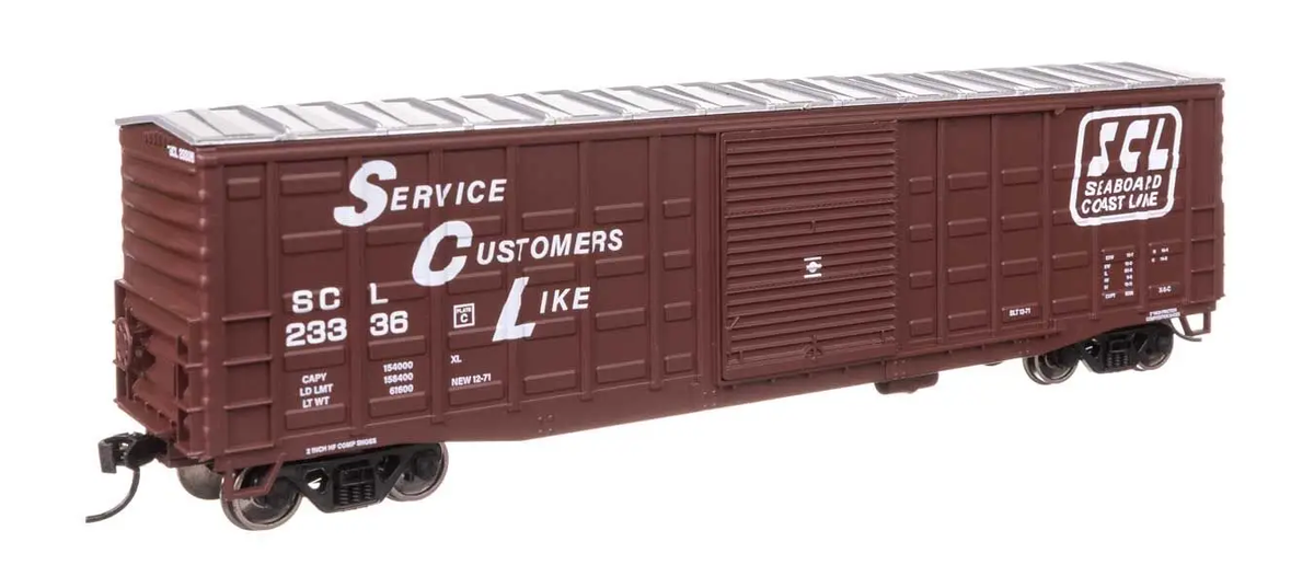 Walthers 910-46721 HO Seaboard Coast Line 50' Waffle Side Boxcar RTR #23336