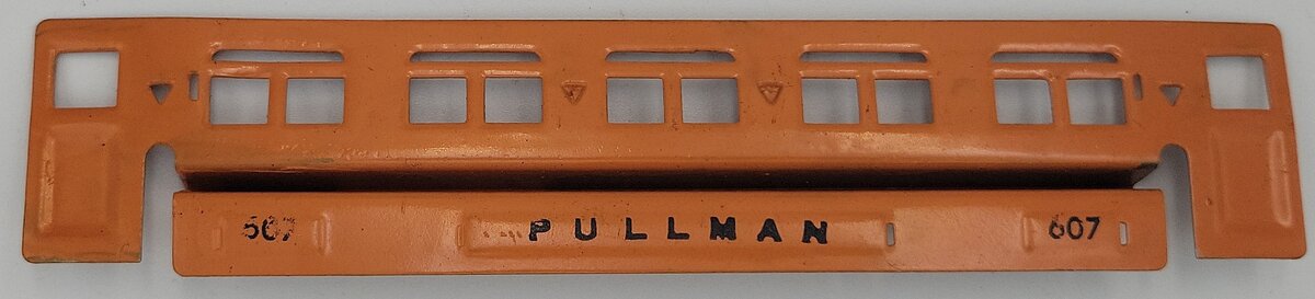 Lionel 607-3 Prewar Orange Pullman Car Metal Window Insert - Repainted