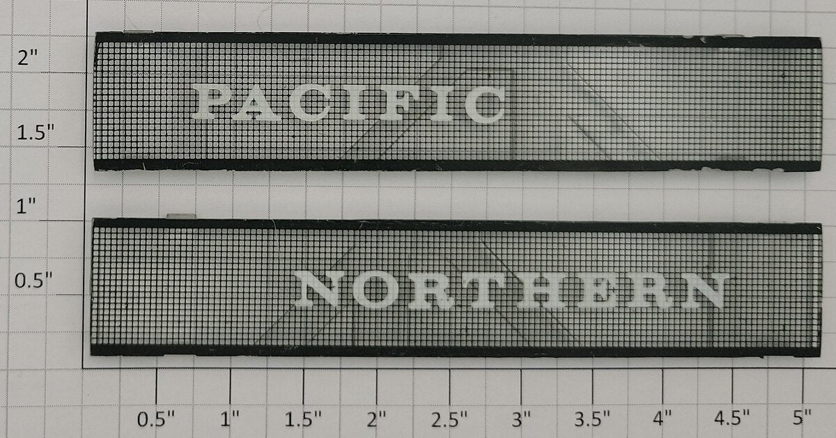 Acme 0929-15 O Gauge Northern Pacific Diesel 5" x 1" Side Panels (Bag of 2)