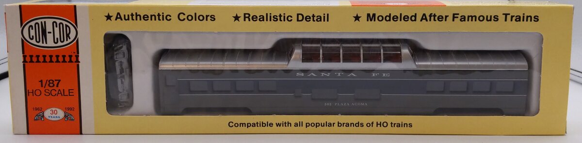 Con-Cor 0001-00940D-1 HO Scale Santa Fe Plaza Acoma Dome Passenger Car #502