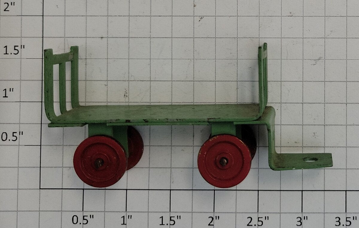 American Flyer 586-2 Green Metal Baggage Cart with Red Wheels