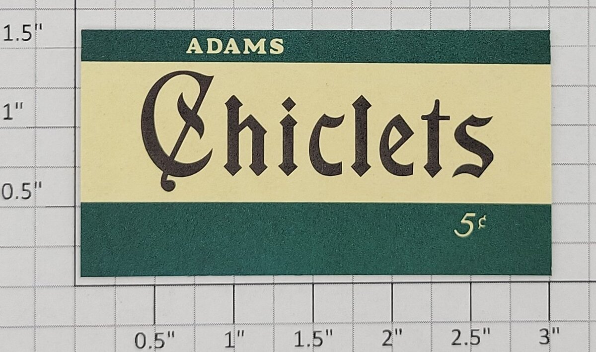 American Flyer FLV0225B  3" Green "Adams Chiclets" Sign