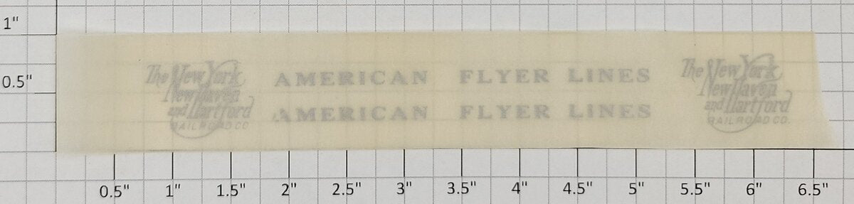 American Flyer TRS-293/296 Silver Lettering NY, NH&H Tender Dry Transfer Decal