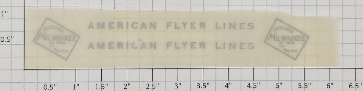 American Flyer TRS0763S Silver CM & St. P Tender Herald Dry Transfer Decal Set