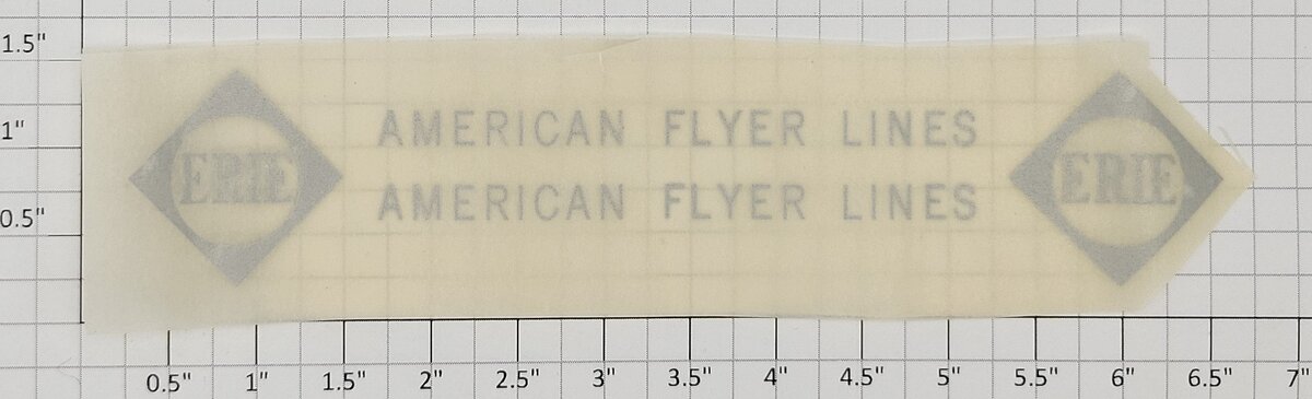 American Flyer TRS-Tender Silver Erie Casey Jones Dry Transfer Decal Set