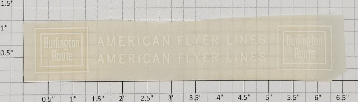 American Flyer TRSBRW White Burlington Route Dry Transfer Decal Set