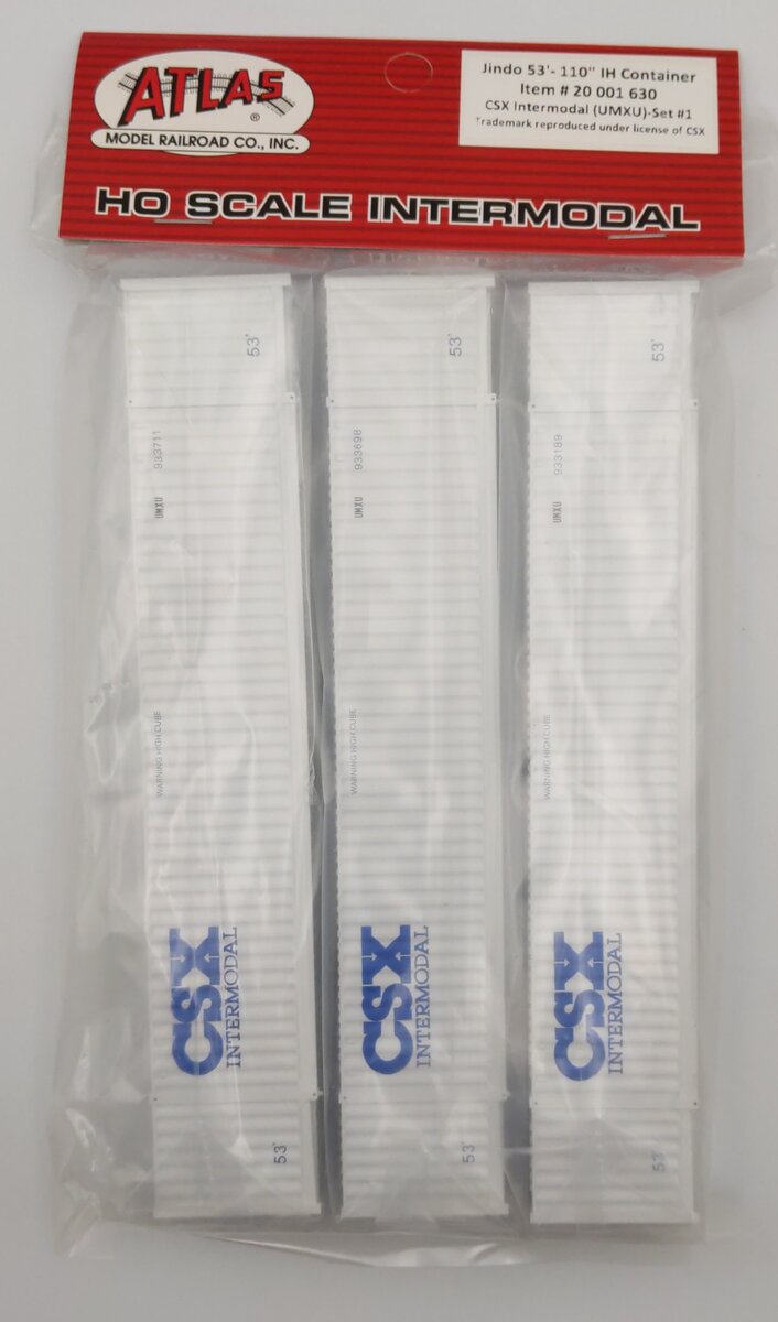Atlas 20-001-630 HO Jindo 53' - 110" IH Container CSX Intermodel 3-Pck