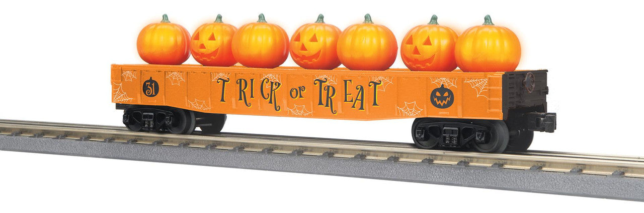 MTH 3072260 O Halloween Gondola Car with Flickering Lighted Jack-O-Lanterns