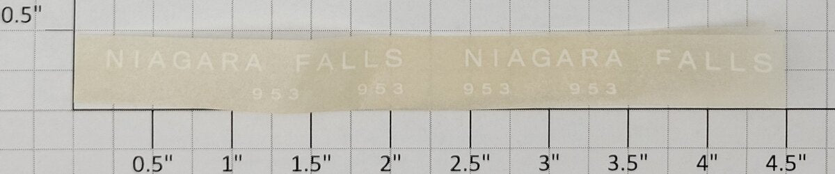 American Flyer TRS0841 White "Niagara Falls 953" Block Dry Transfer (Set of 2)