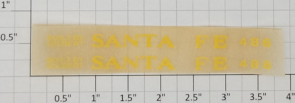 American Flyer TRS0810-C Yellow 486 Santa Fe Dry Transfer Decal Set