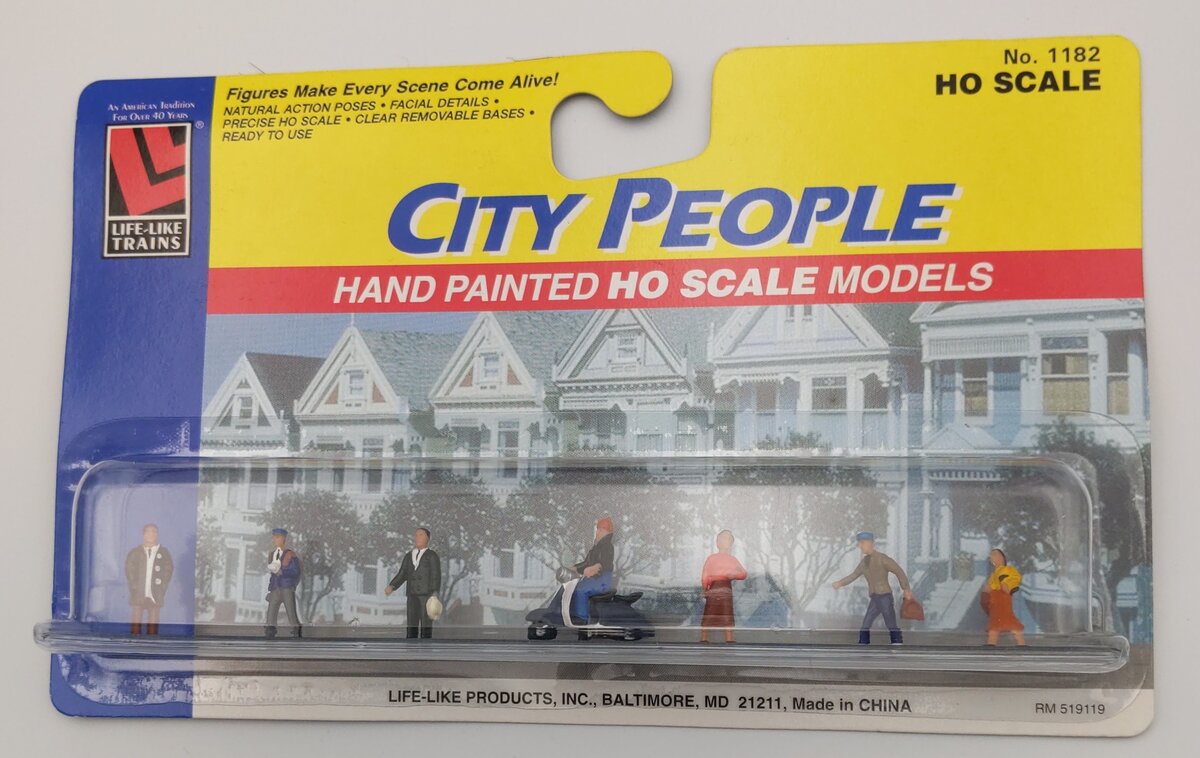 Life Like 1182 HO City People With Motorcycle - Hand Painted Figures (Pack of 7)