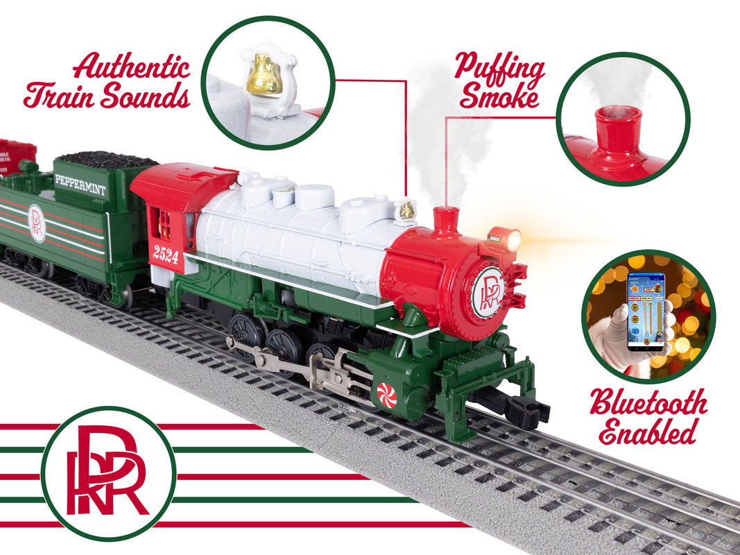 Lionel 2523120 O Gauge Peppermint Railroad 0-8-0 Christmas Freight LionChief Set NIB