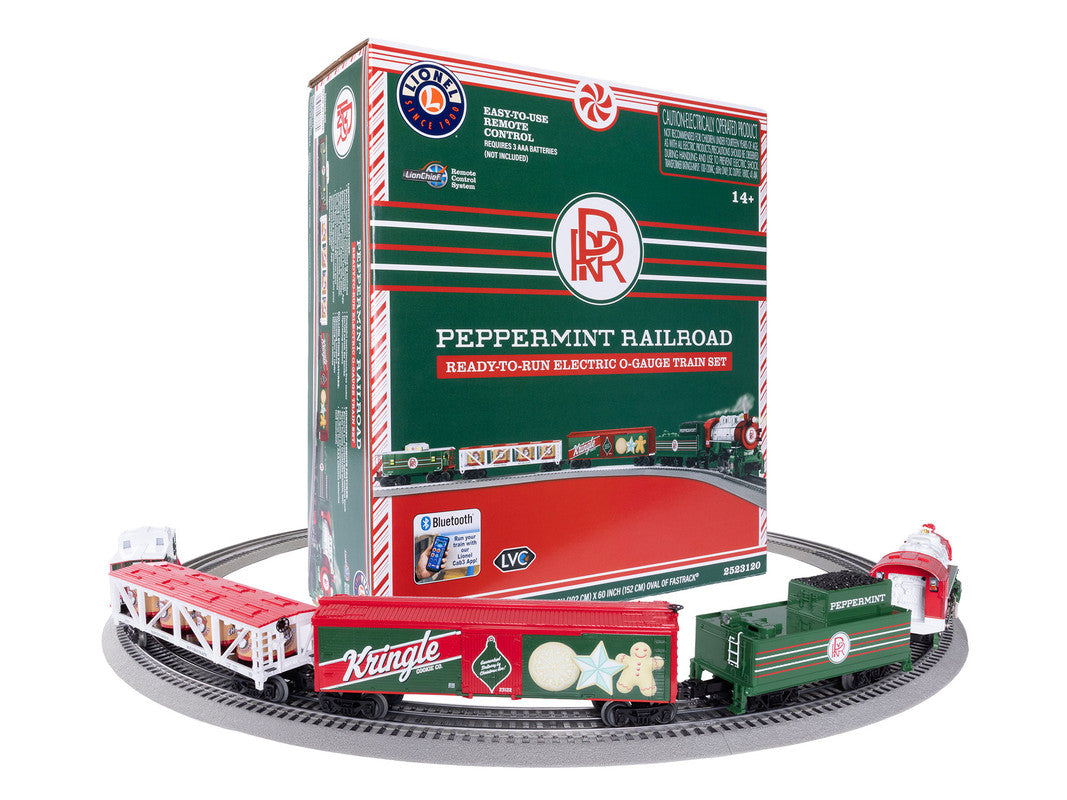 Lionel 2523120 O Gauge Peppermint Railroad 0-8-0 Christmas Freight LionChief Set NIB
