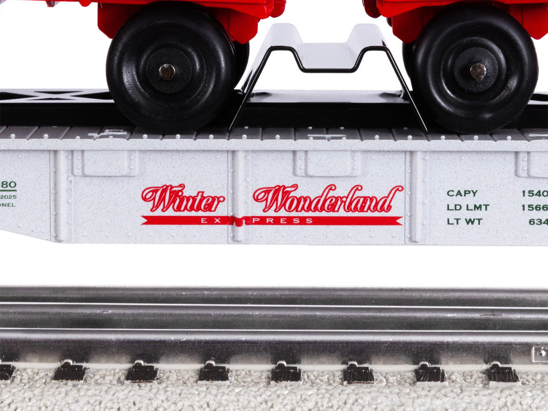 Lionel 2528680 O Winter Wonderland Flatcar with Piggyback Trailers