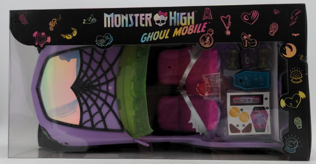 Mattel 06982 Ghoul Mobile Monster High Toy Car With Pet & Cooler Accessories