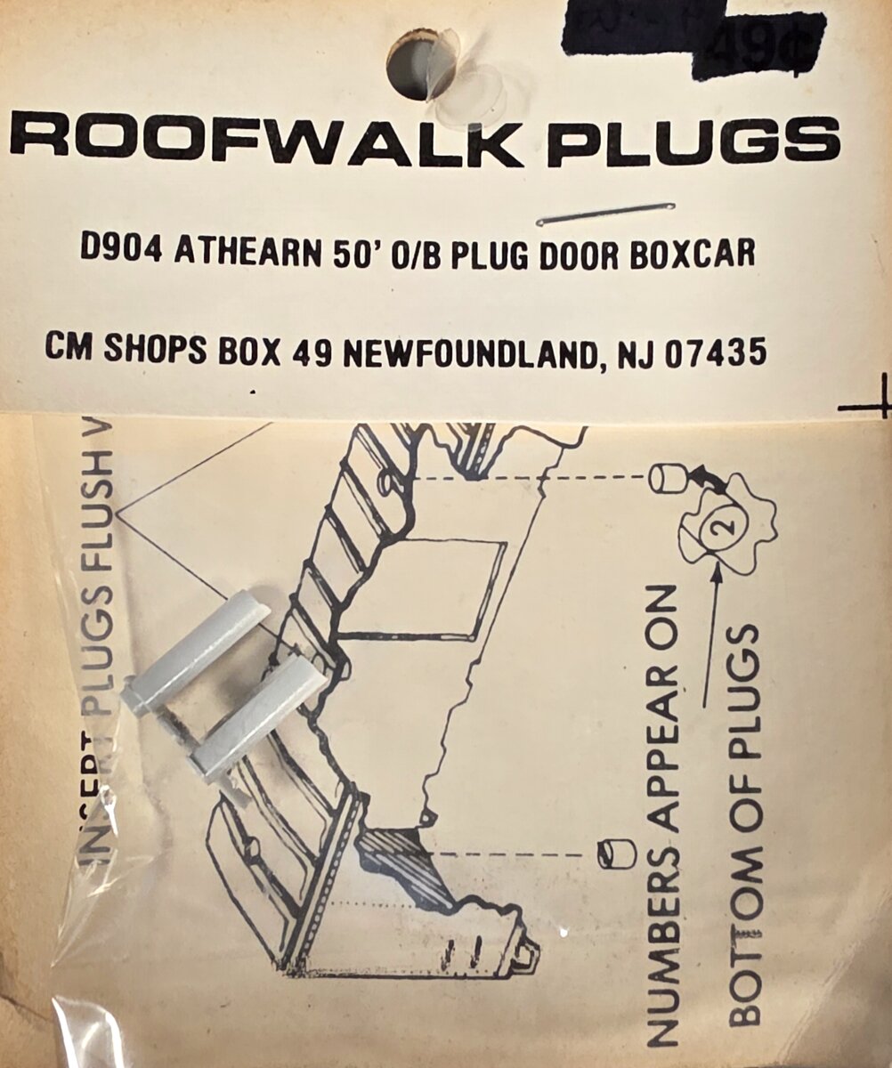 CM Shops D904 HO Roofwalk Plugs Athearn 50' O/B Plug Door Boxcar