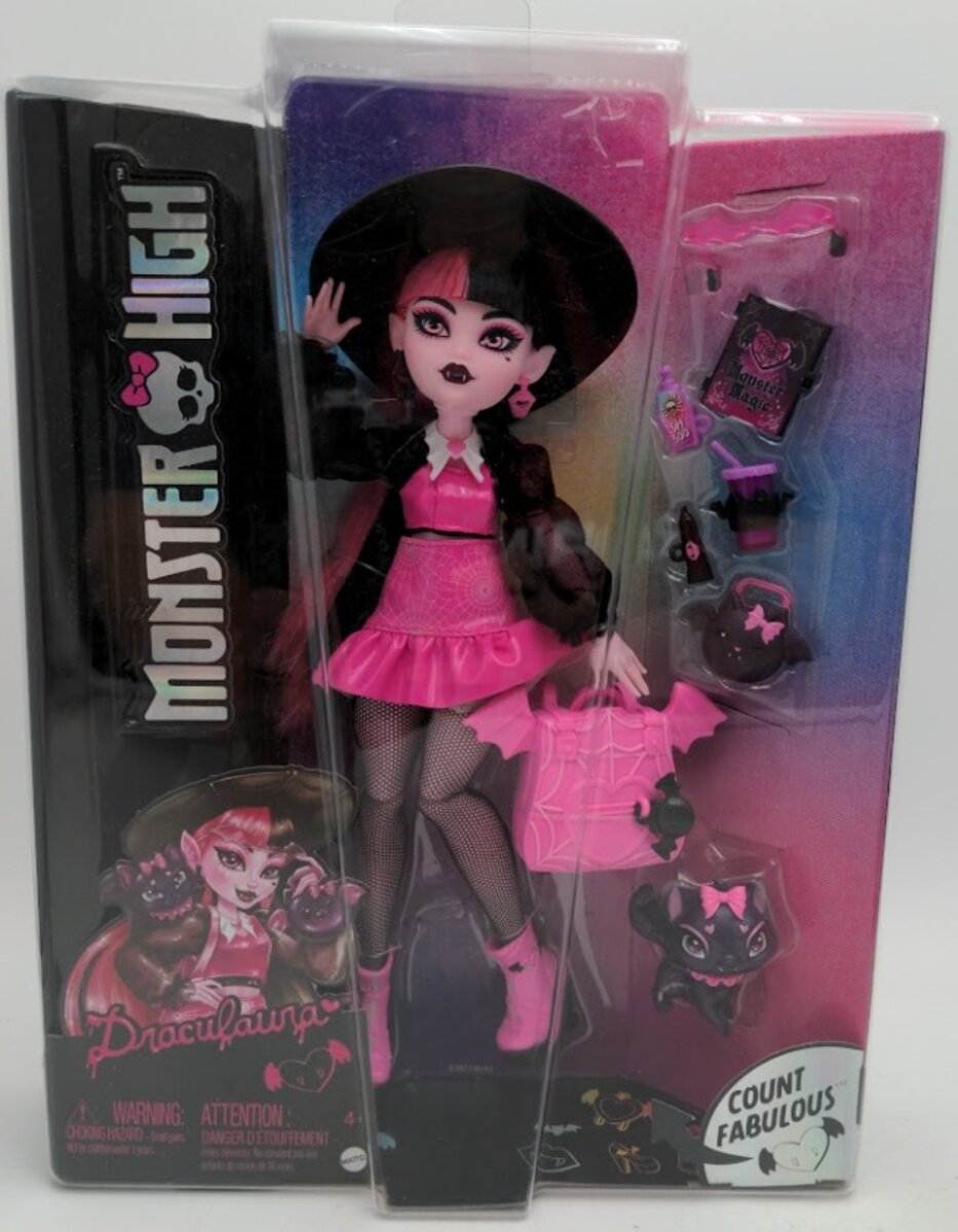 Mattel HRP64 Monster High Draculaura Fashion Doll Whit Pet Count Fabulous