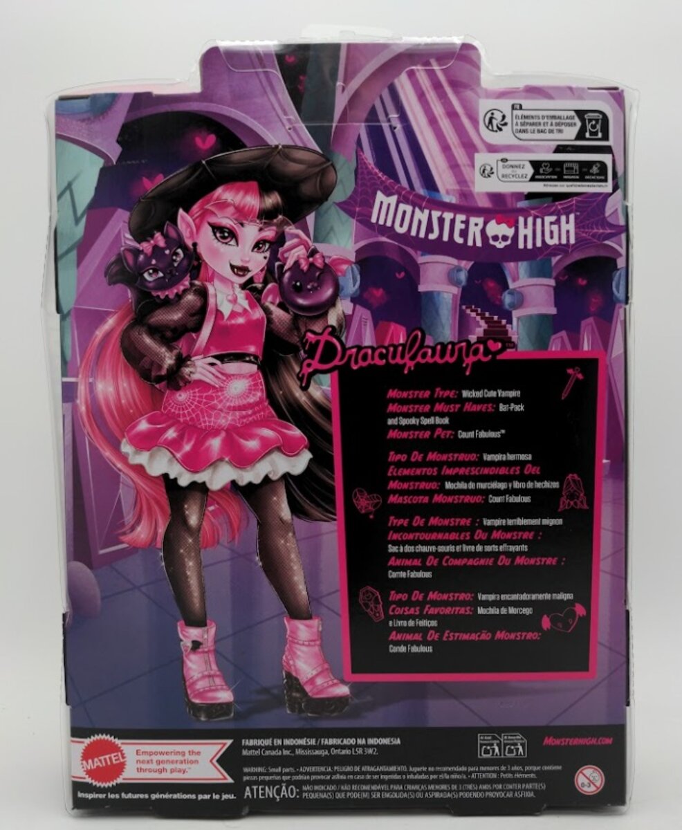 Mattel HRP64 Monster High Draculaura Fashion Doll Whit Pet Count Fabulous